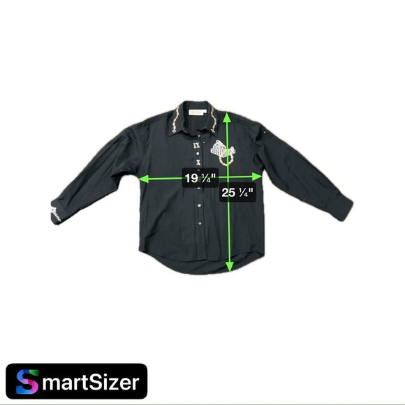 Vintage Christine Alexander Small Black Button-Up Shirt Watch Chain Embroidered - Picture 8 of 10